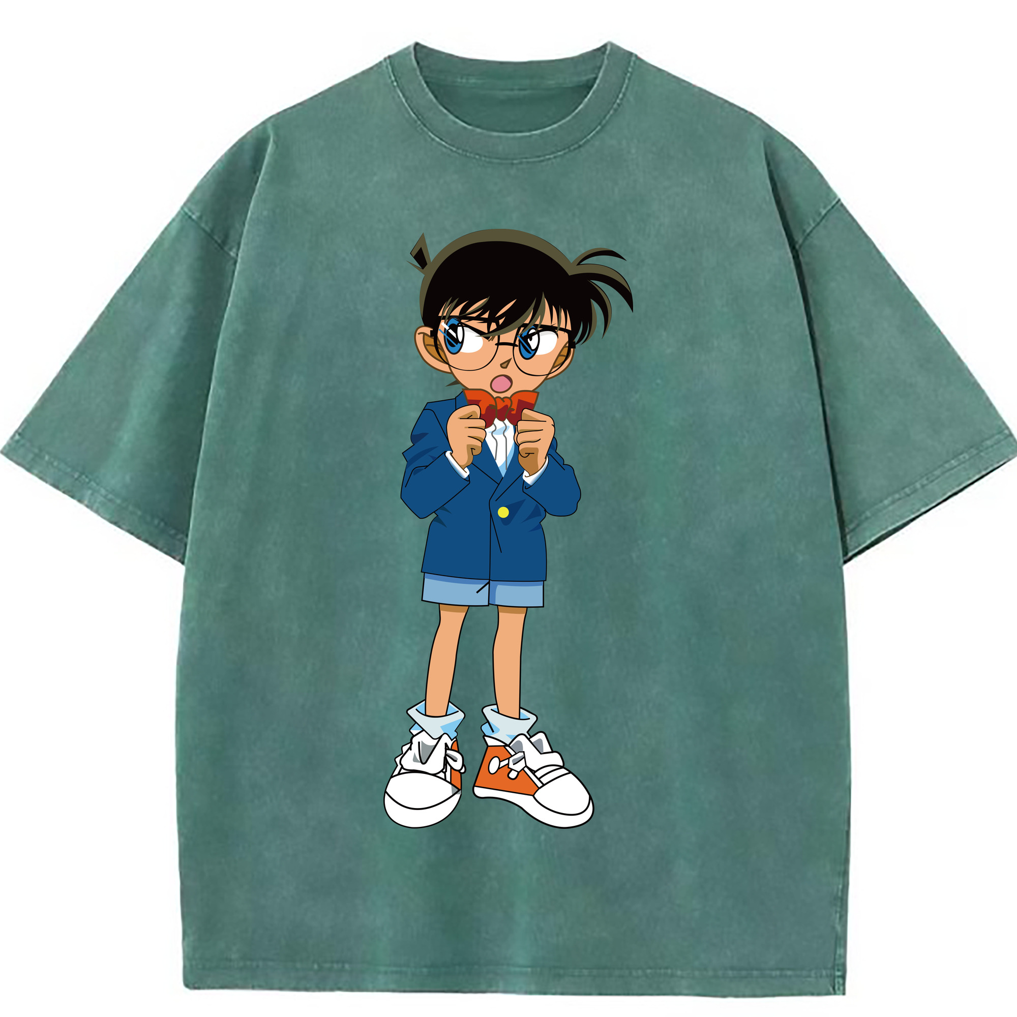 （画像用） 名探偵コナン 江戸川 コナン Detective Conan Conan Edogawa 綿100% ヴィンテージ風 半袖Tシャツ（フロントプリント）
